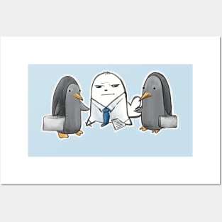 Sealious Business Seal and Penguins With Briefcases Posters and Art